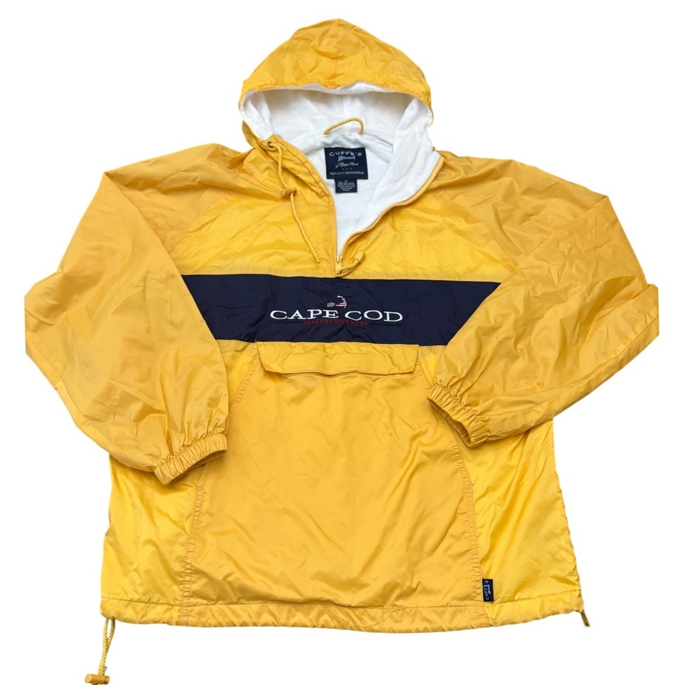 Cuffy's Cape Cod Massachusetts Colorblock Hooded Anorak Windbreaker Jacket Small